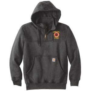 Embroidered Carhart Hooded Zip Sweatshirt - Carbon